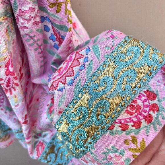 Matilda Jane Platinum Pink Paisley Dress With Blue & Gold Accents Size 6‎ - Picture 2 of 6